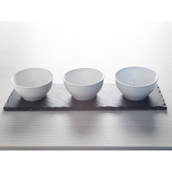 3 db-os fehér porcelán szószos tálka készlet tálcával - Mikasa-image-1