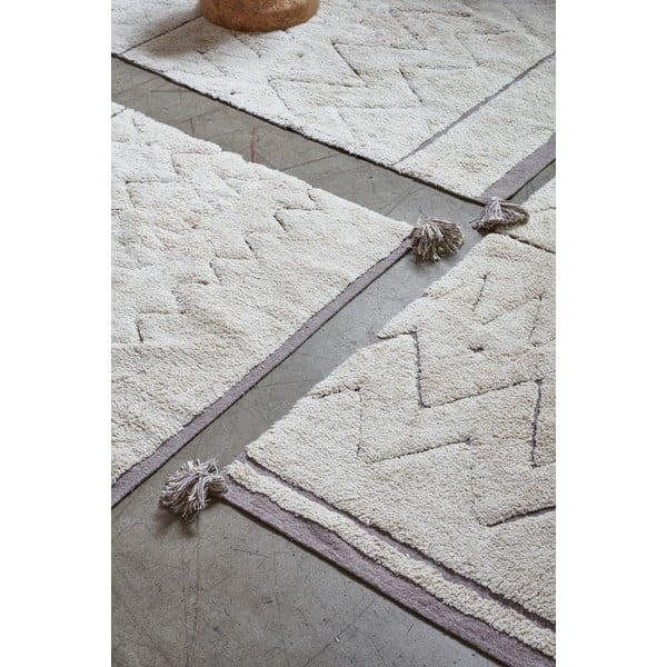 Krémszínű mosható kézi szövésű pamut szőnyeg 90x130 cm Azteca – Lorena Canals-image-3