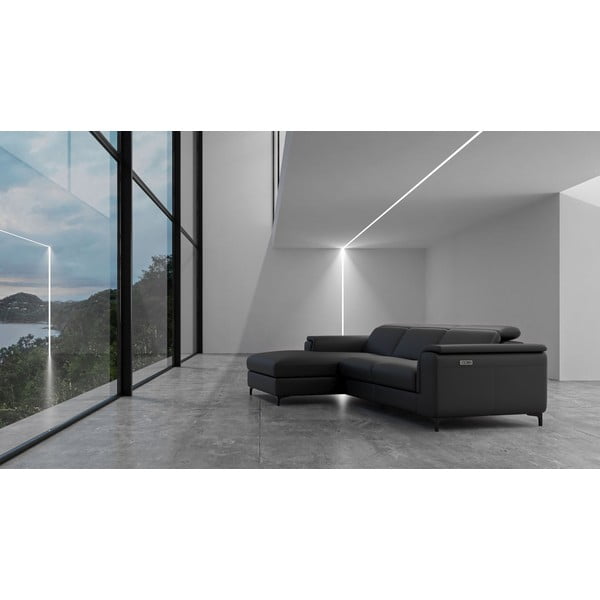 Sötétszürke bőr sarokkanapé (bal oldali) Brito – MESONICA-image-1