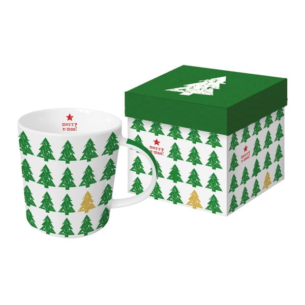 Scandic Tree Green porcelán bögre karácsonyi motívummal, díszdobozban, 350 ml - PPD