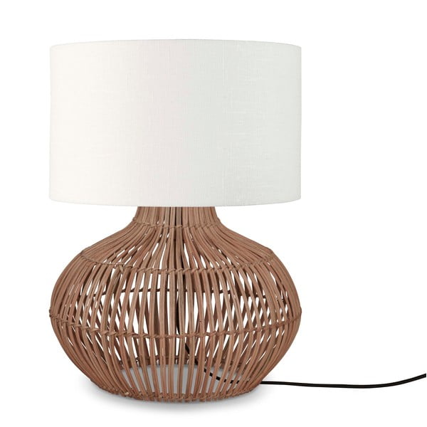 Fehér-natúr színű asztali lámpa textil búrával (magasság 48 cm) Kalahari – Good&Mojo