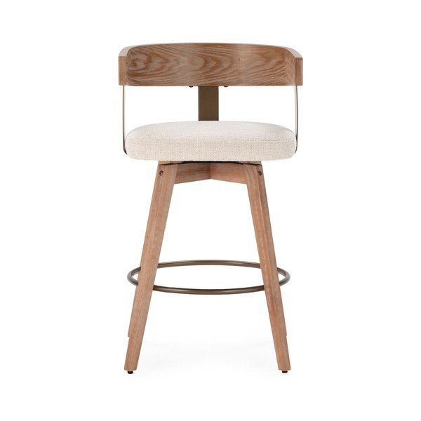 Krémszínű-natúr színű kárpitozott karfás bárszék szett 2 db-os Ilia – MOME-image-3