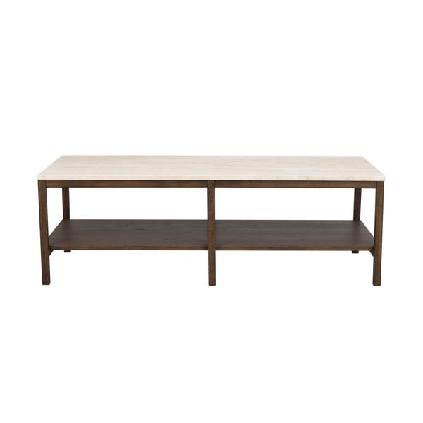 Barna-bézs dohányzóasztal kő asztallappal 140x60 cm Orwel - Rowico