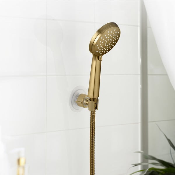 Aranyszínű öntapadós műanyag zuhanyfej tartó Libertà – Wenko-image-1