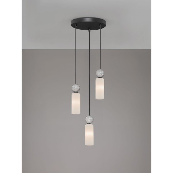 Matt fekete kő függőlámpa üveg búrával ø 25 cm Filomena – Nova Luce-image-4