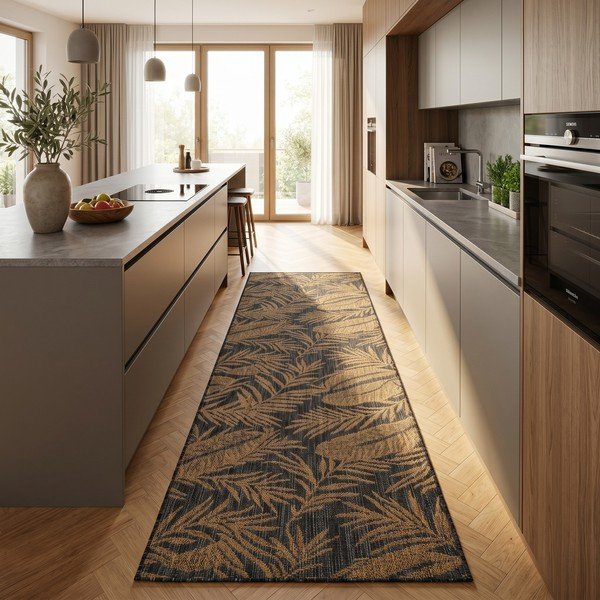 Fekete-barna kültéri-beltéri futószőnyeg 80x250 cm Mira 1451 – Ayyildiz Carpets-image-1