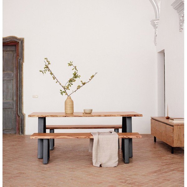 Natúr színű étkezőasztal akácfa asztallappal 90x180 cm Alaia – Kave Home-image-1