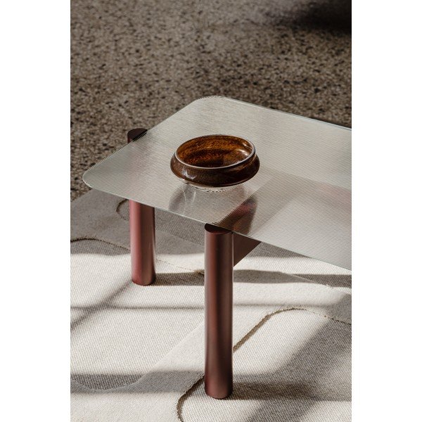 Borvörös dohányzóasztal üveg asztallappal 55x105 cm Kob – noo.ma-image-3