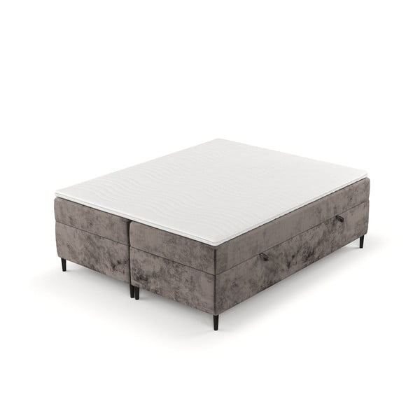 Barna ágyneműtartós boxspring ágy 200x200 cm Araya – Maison de Rêve