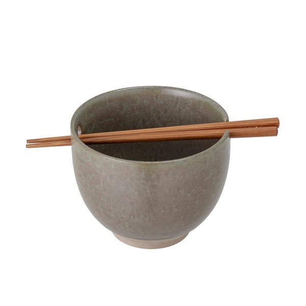 Masami szürke agyagkerámia tálka evőpálcikákkal, ø 13 cm - Bloomingville-image-2