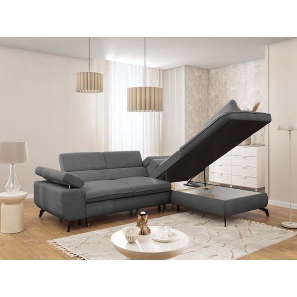 Szürke zsenília sarokkanapé (jobb oldali-L alakú) Marbeya  – Ropez-image-4