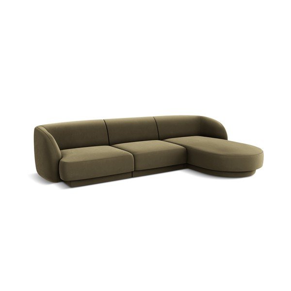 Zöld bársony sarokkanapé (jobb oldali) Miley  – Micadoni Home-image-2
