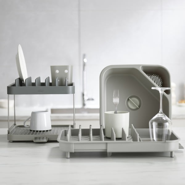 Szürke állítható műanyag edényszárító 34x37 cm Duo – Joseph Joseph-image-1