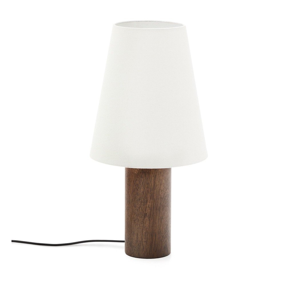 Fehér-sötét natúr színű asztali lámpa textil búrával (magasság 49,5 cm) Marga Kave Home