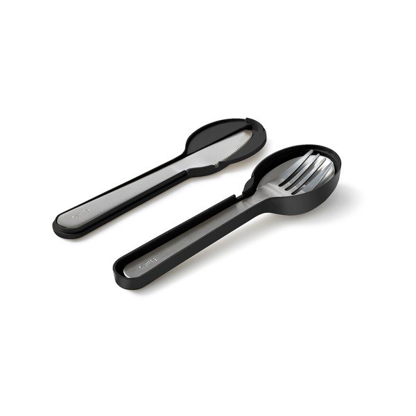 Fekete-ezüstszínű rozsdamentes acél utazó evőeszköz készlet 3 db-os To Go – Lékué-image-2