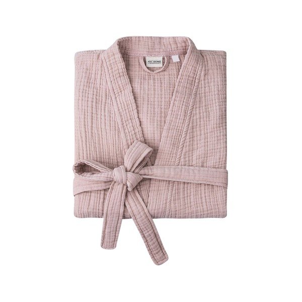 Rózsaszín muszlin fürdőköpeny S/M Kimono – Foutastic-image-2