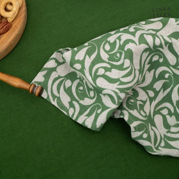 Len szalvéta 40x40 cm Evergreen Damask – Linen Tales-image-4