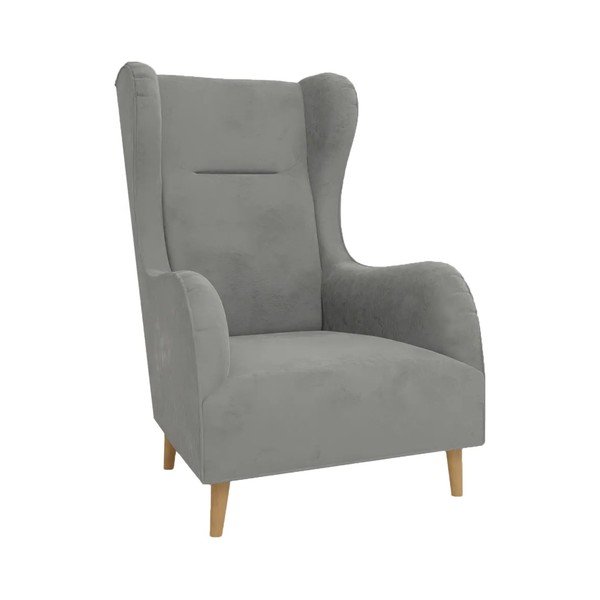 Világosszürke bársony füles fotel Carole – Ropez