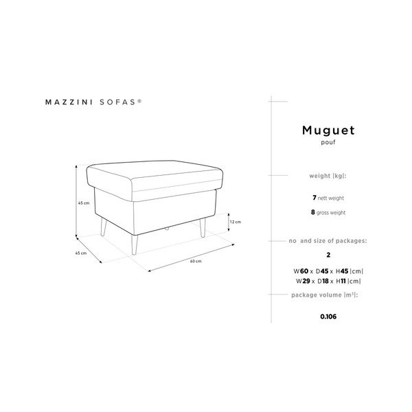 Muguet sötétszürke puff, 60 x 45 cm - Mazzini Sofas-image-4