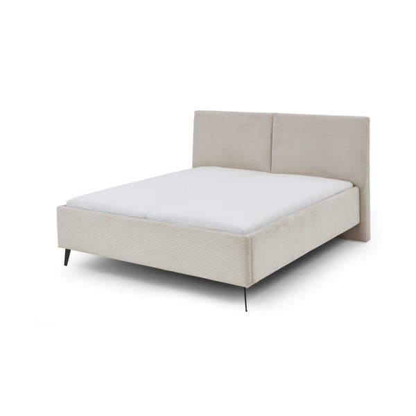 Bézs kárpitozott ágyneműtartós franciaágy ágyráccsal 180x200 cm Lando – Meise Möbel
