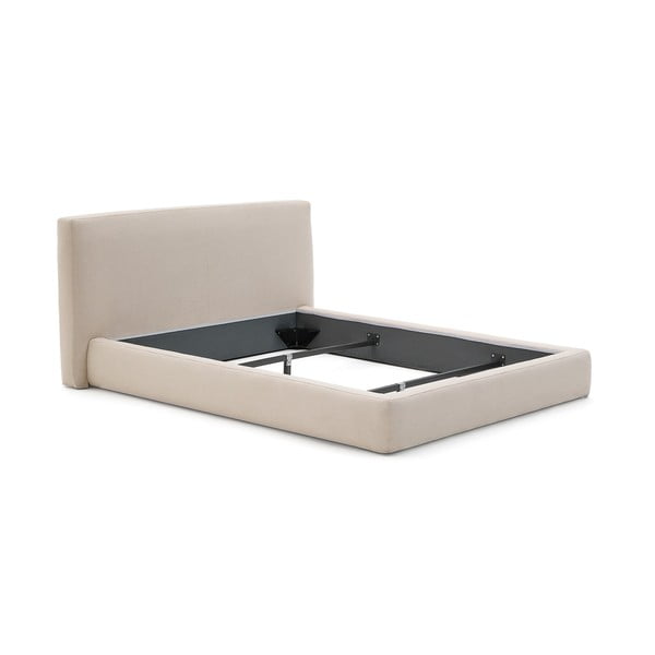 Bézs kárpitozott franciaágy ágyrács nélkül 160x200 cm Blok – Kave Home