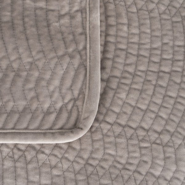 Szürke bársony steppelt ágytakaró 230x260 cm – Ixia-image-1