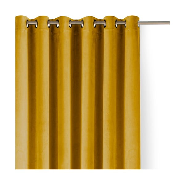 Mustársárga bársony dimout (részleges sötétítő) függöny 400x270 cm Velto – Filumi