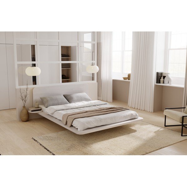 Fehér bükkfa franciaágy 140x200 cm Japandic – Skandica-image-4