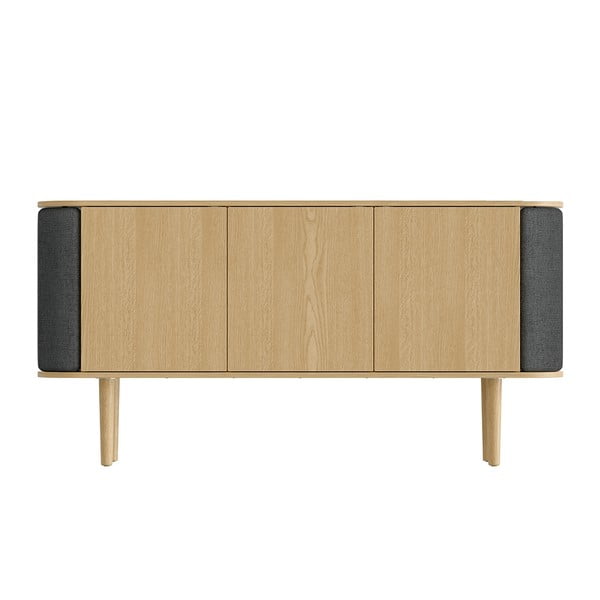 Antracitszürke-natúr színű alacsony komód tölgyfa dekorral 150x75 cm Treasures – UMAGE-image-3