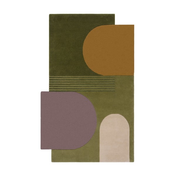 Zöld gyapjú szőnyeg 180x120 cm Lozenge - Flair Rugs