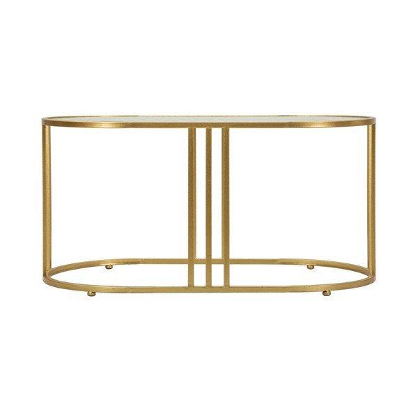 Fehér-aranyszínű dohányzóasztal üveg asztallappal 50x90 cm Antalia – Mauro Ferretti-image-4