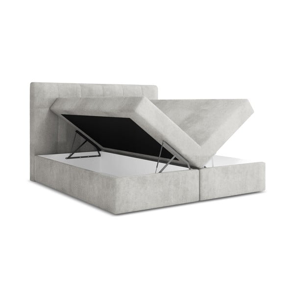 Ezüstszínű ágyneműtartós boxspring ágy 140x200 cm Palta – Makamii-image-1