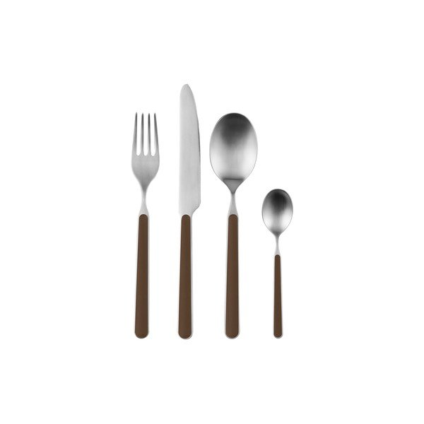 Barna-ezüstszínű rozsdamentes acél egyszemélyes evőeszköz készlet 4 db-os Noli – noo.ma
