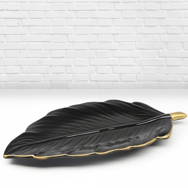 Kerámia dekoratív tálca Leaf – Mioli Decor-image-1
