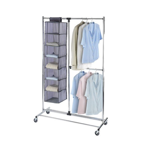 Szürke fém teleszkópos-gurulós ruhatartó állvány Profissimo – Wenko-image-2