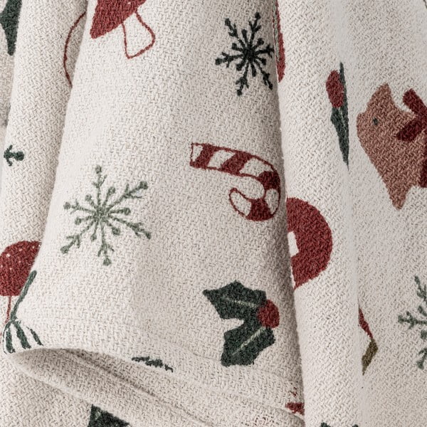 Fehér takaró karácsonyi mintával 130x160 cm Yule – Bloomingville-image-2