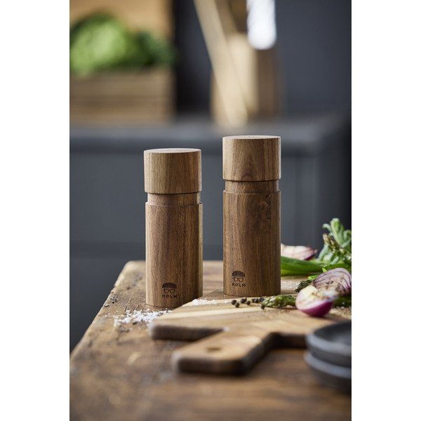 Natúr színű fa só- és borsőrlő szett 2 db-os – Holm-image-1