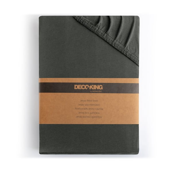 Sötétszürke gumis jersey lepedő 220x200 cm Amber – Restilo-image-4