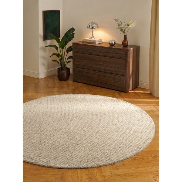 Natúr színű gyapjú kerek szőnyeg ø 200 cm Eloise – Hanse Home-image-1