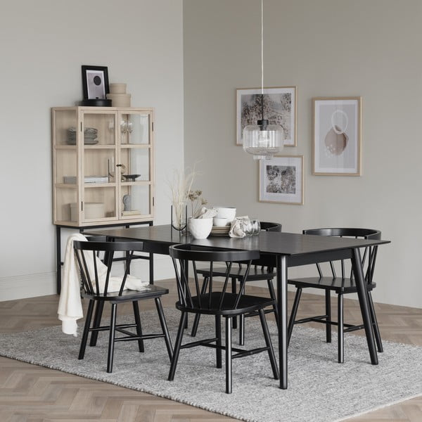 Lotta fekete étkezőasztal, 180 x 90 cm - Rowico-image-1