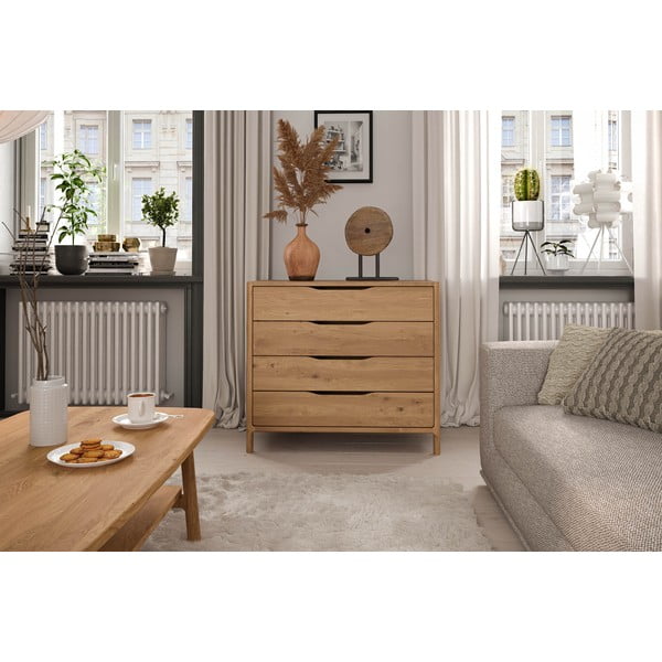 Natúr színű tölgyfa alacsony komód 95x80 cm Twig – The Beds-image-3