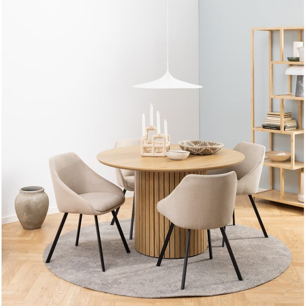 Kerek étkezőasztal tölgyfa dekoros asztallappal ø 120 cm Yale - Actona-image-1