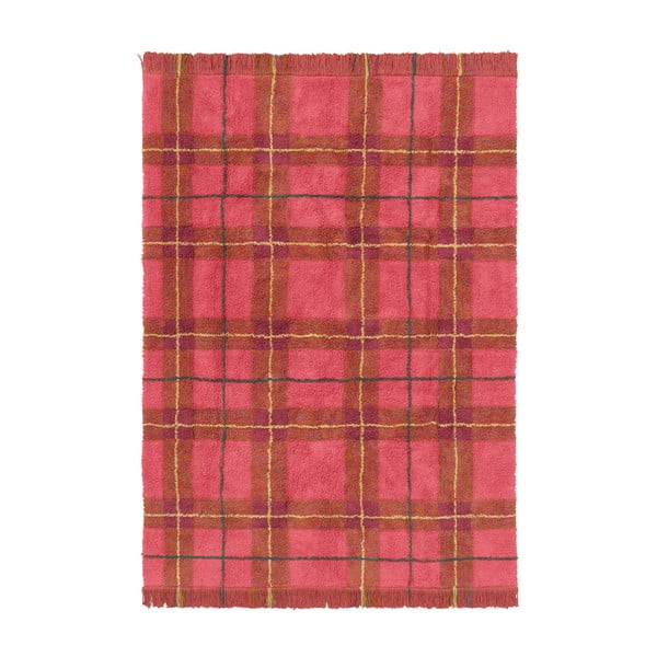 Piros mosható-kézi szövésű pamut szőnyeg 90x120 cm Tartan Vintage Red – Lorena Canals