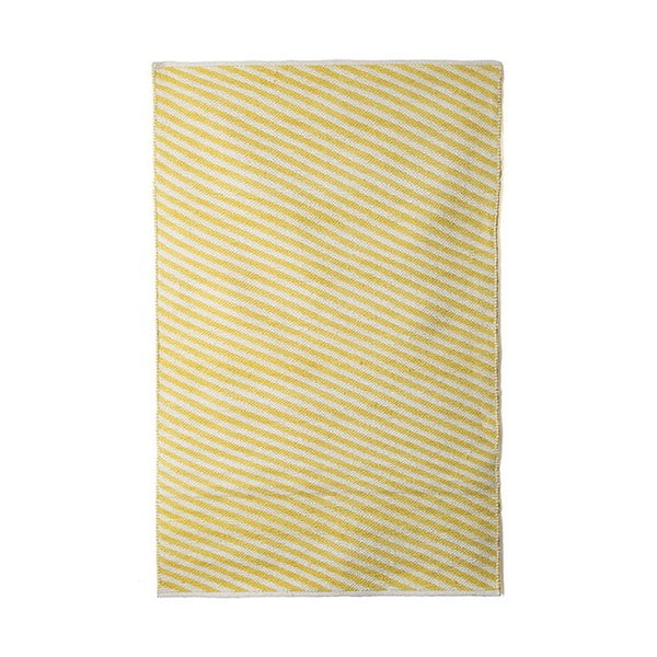 Diagonal sárga kézzel szőtt pamut szőnyeg, 140 x 200 cm - Pipsa