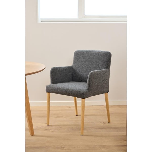 Szürke kárpitozott karfás étkezőfotel Zoe – Actona-image-2