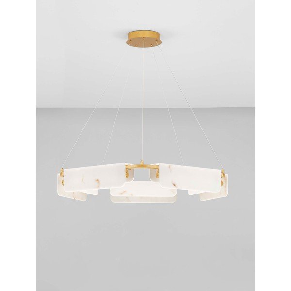 Krémszínű-sárgaréz színű LED dimmelhető függőlámpa márvány dekorral ø 93 cm Aider – Nova Luce-image-4
