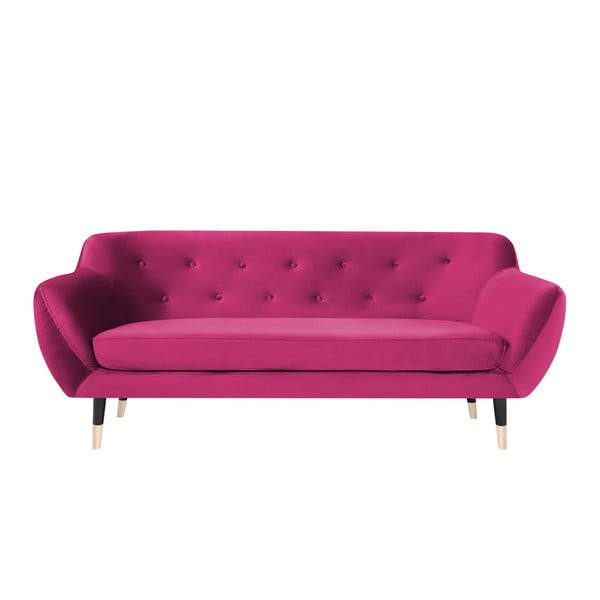 Amelie rózsaszín kanapé fekete lábakkal, 188 cm - Mazzini Sofas