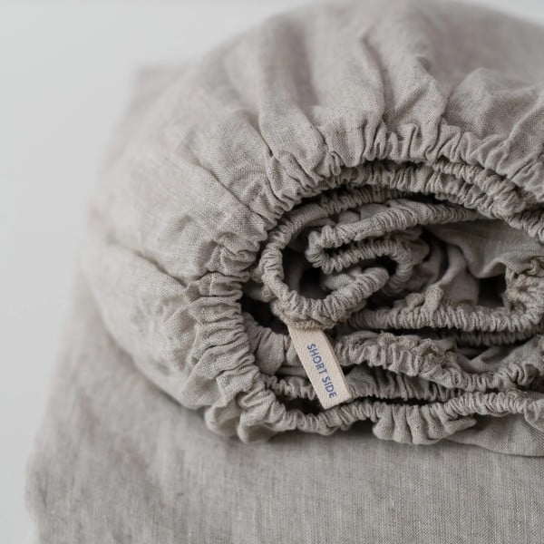 Natúr színű gumis len lepedő 160x200 cm Natural – Linen Tales-image-3