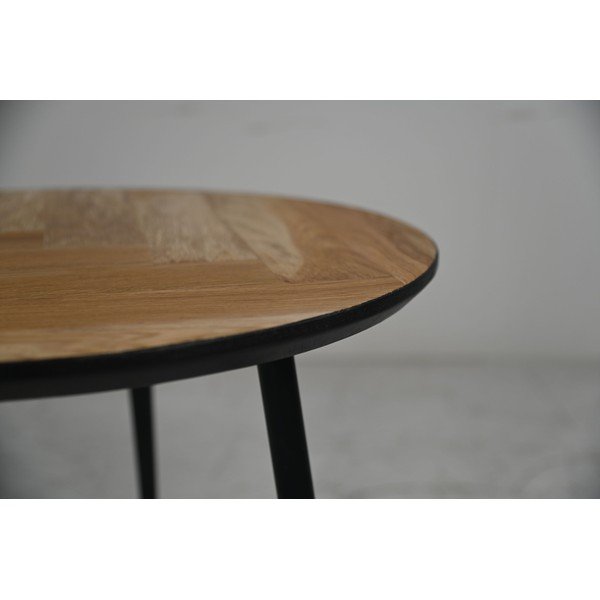 Fekete kerek tölgyfa dohányzóasztal ø 60 cm Fishbone - HSM collection-image-1