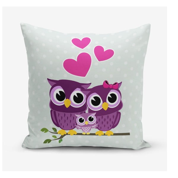Hearts Owls pamutkeverék párnahuzat, 45 x 45 cm - Minimalist Cushion Covers